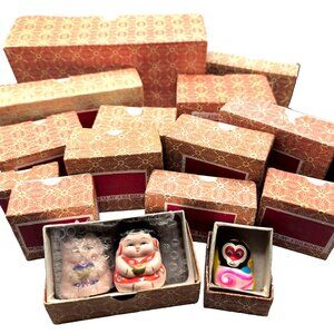 LARGE Lot of Vintage Authentic Wuxi Clay Figures + Boxes Handpainted Variety GUC